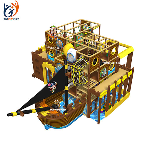 Attractive pirate ship wooden indoor activity playground
