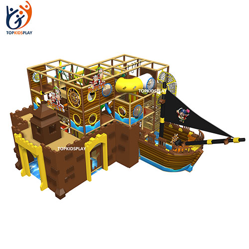 Attractive pirate ship wooden indoor activity playground