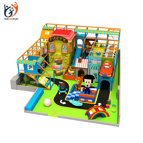 Commercial customized indoor city theme plastic slide children playground, kids soft play gym