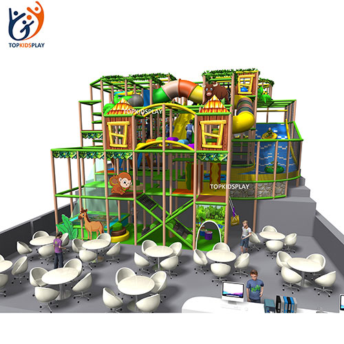 Different equipment tree house kids swing and slide indoor playground set with donut slide