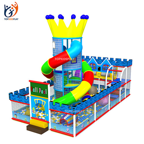 Newly-developed castle theme Soft play area indoor soft playground sets with plastic tube slides